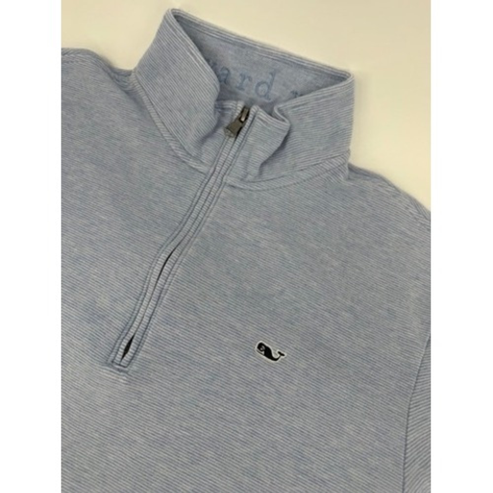 Vineyard Vines Quarter Zip Pullover Womens Large Light Blue Stripe Shep Shirt - Picture 3 of 10